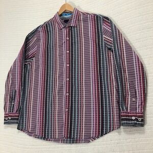 Tommy Bahama Striped‎ Button Down Shirt Long Sleeve Casual Size L